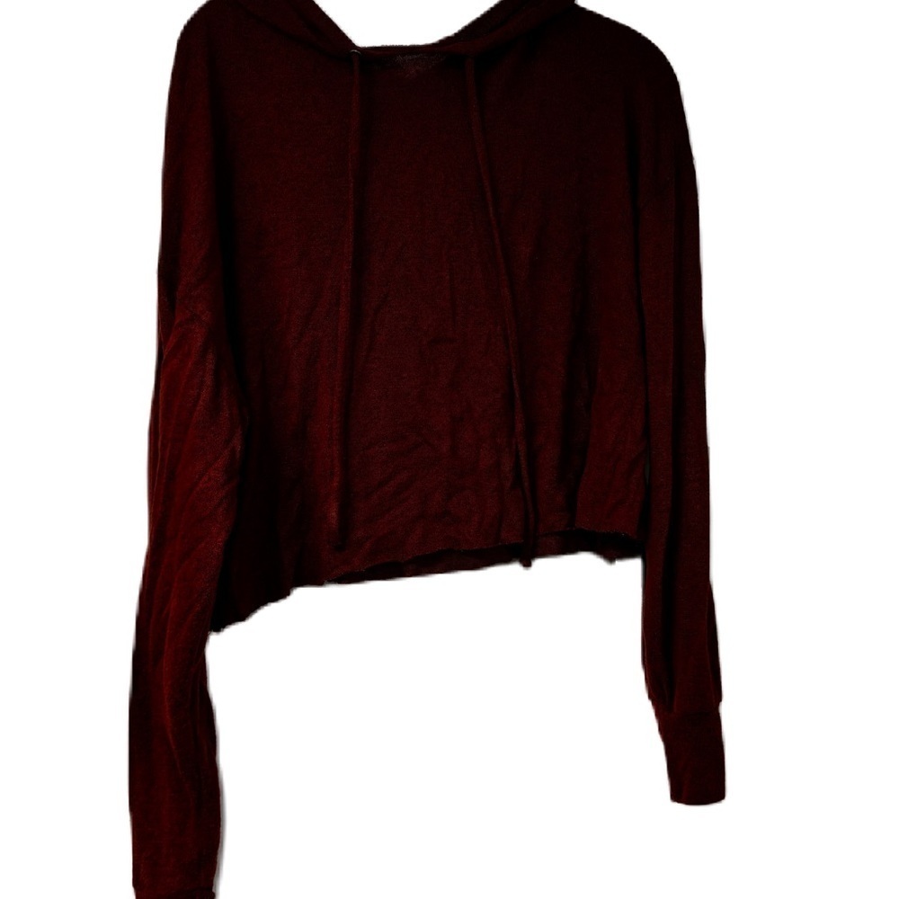 SO woman's L lounge life cozy pullover hoodie cropped orange fun casual light